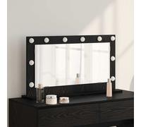 vidaXL Vanity Mirror with LED Strip Lights Black Oak 80 x 45 x 18 cm, Bedroom, Elegant Vanity Mirror, Rectangular Makeup, Illuminated Glass, Stylish Decorative, Bright Indoor