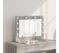 Vanity Mirror with LED Strip Lights Glass and Engineered wood Bedroom vidaXL