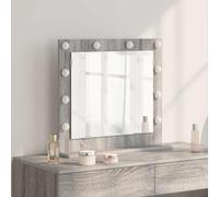 vidaXL Vanity Mirror with LED Strip Lights Grey Sonoma 60 x 55 x 18 cm