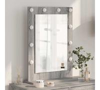 Vanity Mirror with LED Strip Lights Glass and Engineered wood Bedroom vidaXL