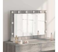 vidaXL Vanity Mirror Rectangular Grey Sonoma 80 x 55 x 18 cm, Elegant Bedroom Mirror, Contemporary Style, LED Vanity Lighting, Reflective Decor, Glass Stand, Grooming Piece, Indoor Use