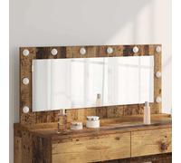 Vanity Mirror with LED Strip Lights Glass and Engineered wood Bedroom vidaXL