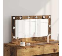 Vanity Mirror with LED Strip Lights Glass and Engineered wood Bedroom vidaXL
