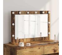vidaXL Vanity Mirror with LED Strip Lights Old Wood 80 x 55 x 18 cm, Bedroom, Elegant Vanity Mirror, Rectangular Makeup, Illuminated Glass, Stylish Decorative, Bright Indoor