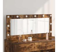 vidaXL Vanity Mirror with LED Strip Lights Smoked Oak 100 x 45 x 18 cm