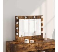 vidaXL Vanity Mirror with LED Strip Lights Smoked Oak 60 x 45 x 18 cm
