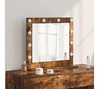 vidaXL Vanity Mirror with LED Strip Lights Smoked Oak 60 x 55 x 18 cm