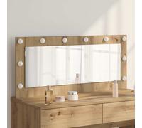 Vanity Mirror with LED Strip Lights Glass and Engineered wood Bedroom vidaXL