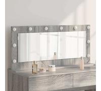 Vanity Mirror with LED Strip Lights Glass and Engineered wood Bedroom vidaXL