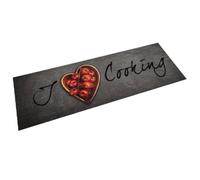 vidaXL Velvet Kitchen Runner Mat 180x60cm - Anti-Fatigue, Non-Slip, Stylish Cooking Text Design, Machine Washable, Durable Latex Backing, Grey