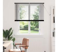 vidaXL Venetian Blind Manual Adjustable Black 150 x 110 cm PVC, Modern PVC Venetian Blind, Indoor Use Window Treatment for Privacy Protection, Adjustable Light Filtration in Study Room
