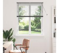 vidaXL Window Blind with Curtains Manual Dark grey Aluminium, Living Room, Modern Window Blinds, Adjustable, Durable Privacy, Vertical Slat for Home Decor
