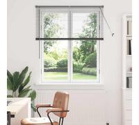 vidaXL Window Blind with Curtains Manual Dark grey Aluminium, Living Room, Modern Window Blinds, Adjustable, Durable Privacy, Vertical Slat for Home Decor