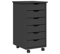 vidaXL Versatile Solid Pine Wood Rolling Cabinet with Easy Guidance System - Grey, Multiple Drawers, Perfect for Office and Home Storage