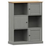 vidaXL VIGO Solid Pine Wood Bookcase - Grey 90x35x114.5 cm - Rustic Style with Ample Compartment Storage