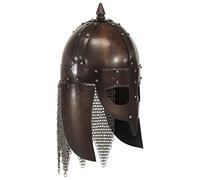 vidaXL Viking Warrior Helmet - Antique Replica LARP Armour Helmet, 18-Gauge Steel Construction, Copper Colour, Replica of Original Helmet Design, Riveted Noseguard, Suitable for Cosplay & Historic...