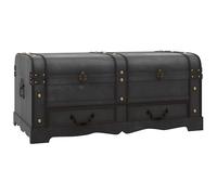 vidaXL Vintage Large Wooden Treasure Chest Black Pirate Colonial Storage Trunk v