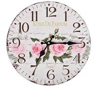vidaXL Vintage Multicoloured Flower Themed Wall Clock, Retro-Style Large Dial 30 cm Diameter, Sturdy MDF Material, Easy to Install, Teardrop Battery Operated Clock.