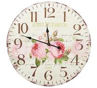 vidaXL Vintage Wall Clock, 60 cm Retro Flower Design Multicolour, Large Dial Face, MDF Wall Mounted Kitchen/Living Room Decor