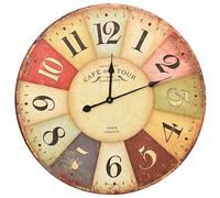 vidaXL Vintage Wall Clock Colourful Interior Home Office Decor Easy Read Wall Mounted Hanging Giant Round Analog Number Clock Bedroom Decoration