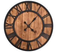 vidaXL Vintage Wall Clock with Quartz Movement Wood and Metal 60cm XXL