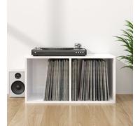 vidaXL Vinyl Storage Box with 2 Compartments Sturdy Backside Chipboard Recorder Case Collection Shelf LP Cabinet Transport Box High Gloss White