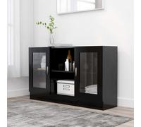 vidaXL Vitrine Cabinet Black Engineered Wood Sideboard Storage Side Cupboard