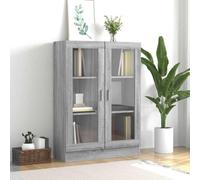 (grey sonoma) vidaXL Vitrine Cabinet Book Stand Rack Cupboard Highboard Engineered Wood