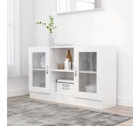 vidaXL Vitrine Cabinet High Gloss White Chipboard Sideboard Storage Cupboard