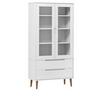 vidaXL Solid Wood Pine Vitrine Cabinet MOLDE White Book Shelf Storage Rack