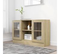 vidaXL Vitrine Cabinet Sonoma Oak Chipboard Sideboard Storage Cupboard Indoor