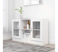 vidaXL Vitrine Cabinet White Chipboard Sideboard Storage Cupboard Furniture