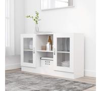 vidaXL Vitrine Cabinet White Chipboard Sideboard Storage Cupboard Furniture
