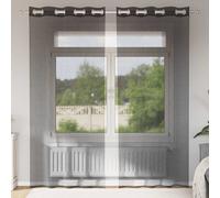 vidaXL Voile Curtains with Grommets 2 pcs Black 140x225 cm