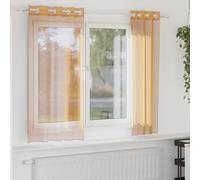 Voile Curtains 2pc Orange 140x175cm 100% Polyester Eyelet Sheer Panels Grommeted