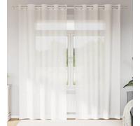 Voile Curtains 100% Polyester White 140 x 225 cm With Grommets Sheer Panels 2pcs