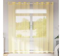 Voile Curtains 2pcs Yellow 100% Polyester 140x245cm Eyelet Grommet Sheer Panels