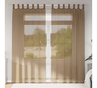 vidaXL Voile Curtains with Loops 2 pcs Light Brown 140x225 cm