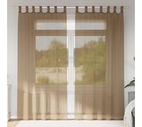 vidaXL Voile Curtains with Loops 2 pcs Light Brown 140x245 cm