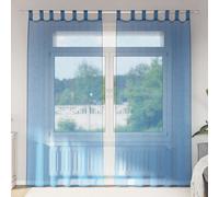vidaXL Voile Curtains with Loops, Pack of 2, Royal Blue, 140 x 225 cm, Curtain, Transparent Curtain, Window Voile, Window Decoration