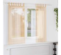vidaXL Voile Curtains with Loops 2 pcs Sand 140x140 cm