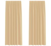 Voile Curtains Sand 140x245 cm 2pcs 100% Polyester Sheer Eyelet Panels Linenlook