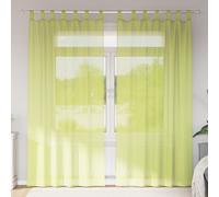 Voile Curtain Panel Apple Green 100% Polyester Tab Top 2pcs New Semi-Transparent