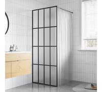 vidaXL Walk-in Shower Screen in Frosted White and Black - Modern, Minimalist Shower Partition with Adjustable Profile, 5mm-Thick Frosted Tempered Glass and Sturdy Aluminium Frame