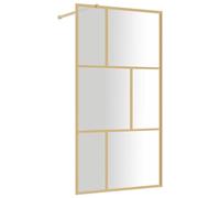 vidaXL Walk-in Shower Screen with Clear ESG Glass - Gold Aluminium Frame, Flexible Fitting - 115x195 cm