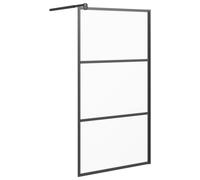 vidaXL Walk-in Shower Wall 100x195 cm Frosted ESG Glass Black Shower Screen