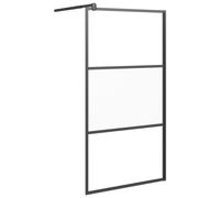 vidaXL Walk-in Shower Wall 100x195 cm Half Frosted ESG Glass Black Shower Wall