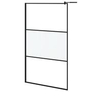 vidaXL Walk-in Shower Wall 115x195 cm Frosted ESG Glass Black Shower Screen