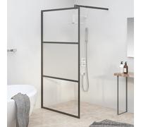 vidaXL Walk-in Shower Wall 115x195 cm Half Frosted ESG Glass Black