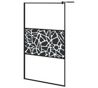 vidaXL Walk-in Shower Wall 115x195cm ESG Glass with Stone Design Black Cubicle